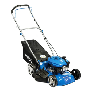 Cortacésped a gasolina Hyundai 18 pulgadas 150 cc modelo 82HYGM46P con recolector de 55 L