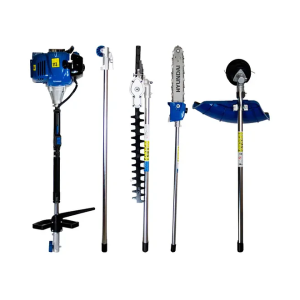 Herramienta multifuncional a bencina 5 en 1 Hyundai 82HYTM430 de 42.7 cc con accesorios para desbrozadora, motosierra de altura y cortasetos